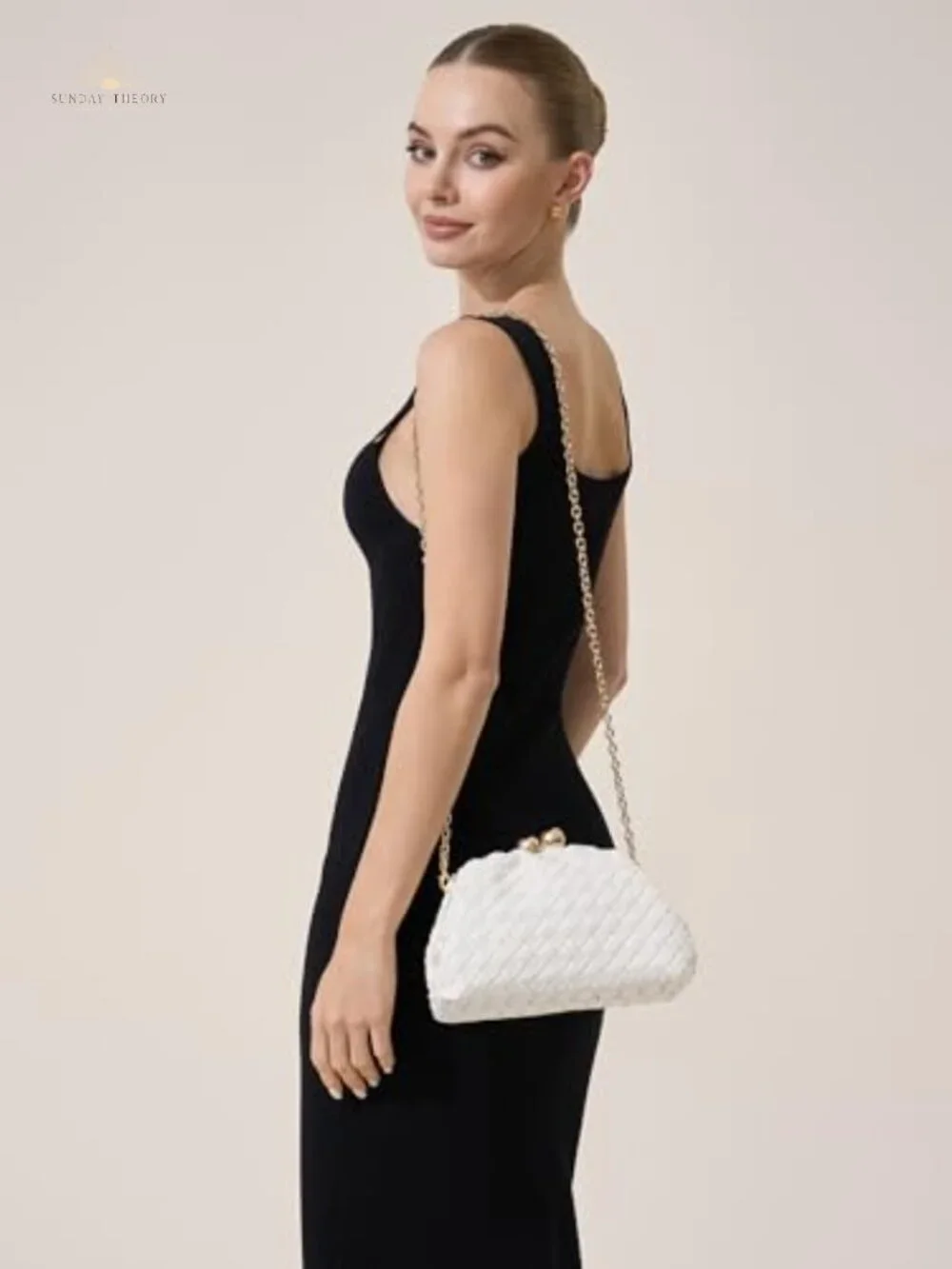 Woven Clutch Purse for Women with Detachable Chain Strap